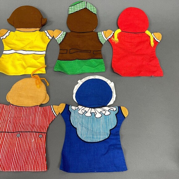 Vintage Little Red Riding Hood Grandma Wolf Hand Puppets Lot of 7 - Picture 6 of 6